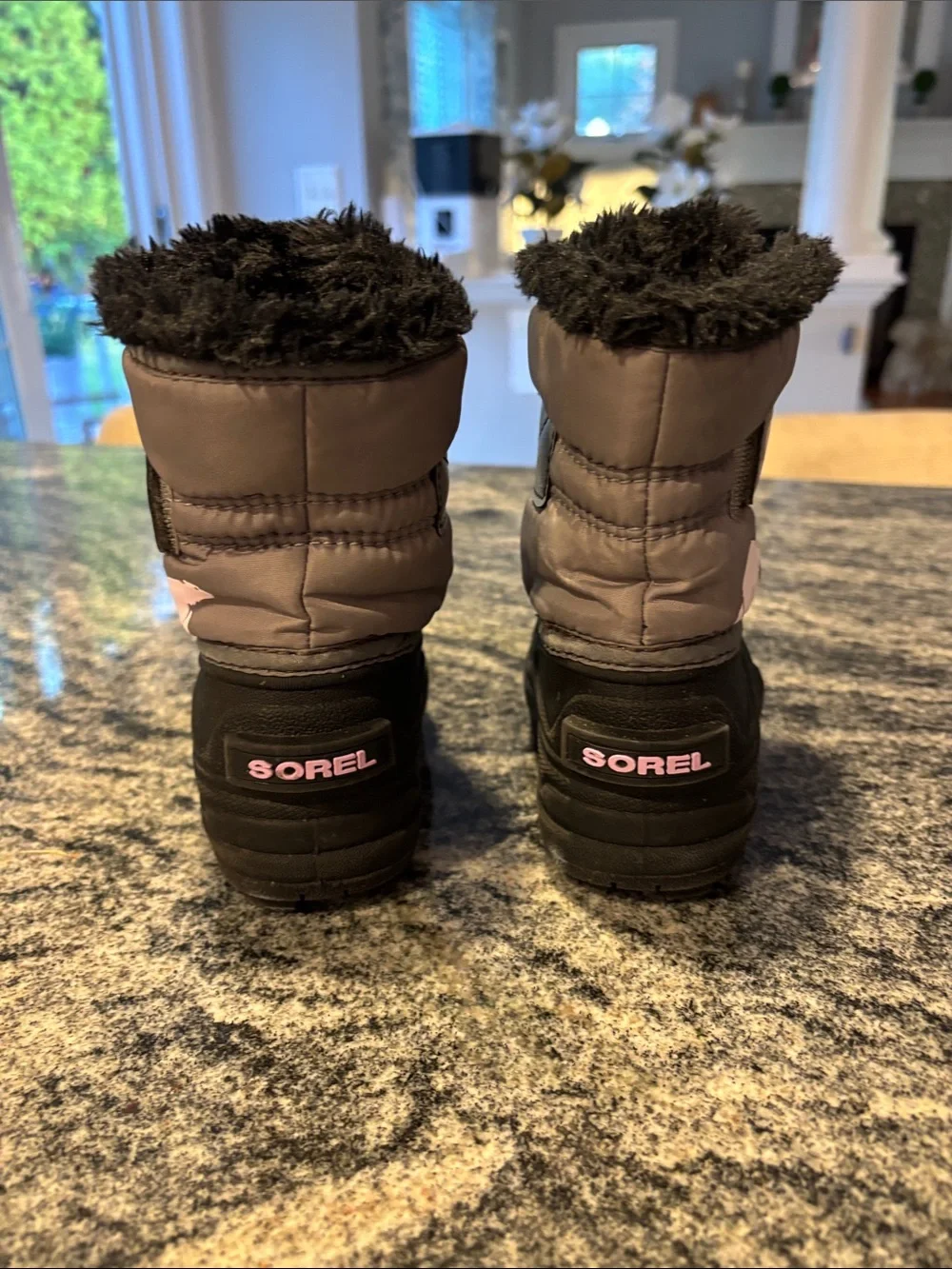 Sorel Kids grey and Purple Strap Winter Boots